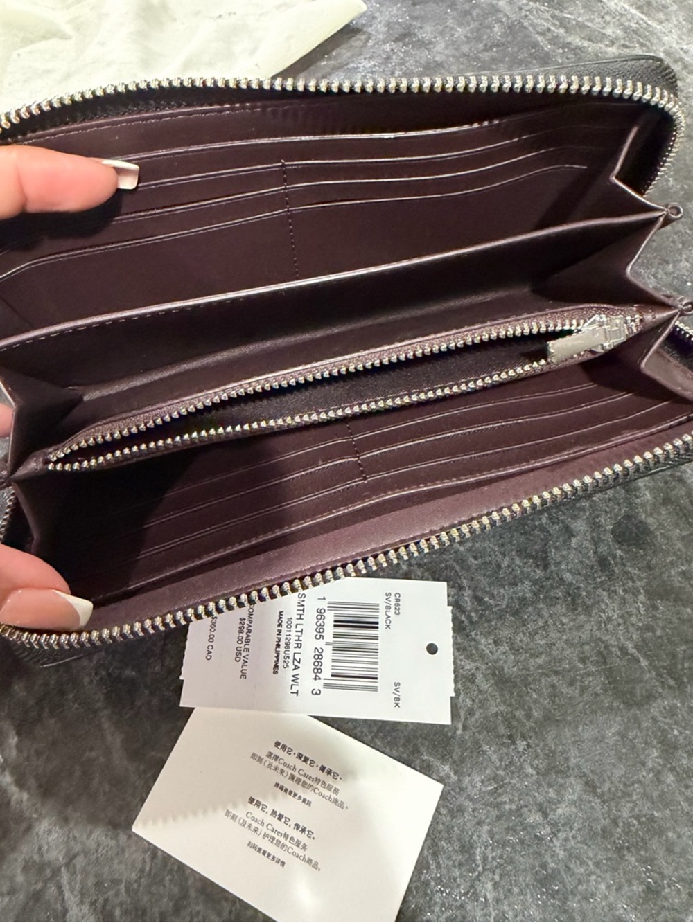 COACH Black Glovetanned Leather Zip Wallet - Picture 7 of 10